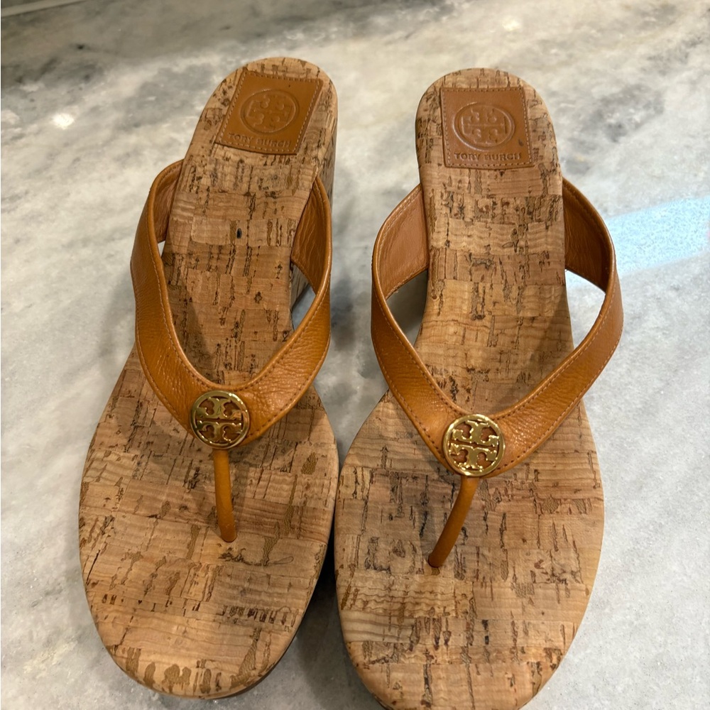 Tory Burch Tan Sandals with Cork Sole